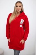 Bluza z kapturem z naszywkami czerwona  