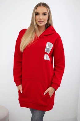Bluza z kapturem z naszywkami czerwona  