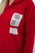 Bluza z kapturem z naszywkami czerwona  