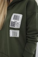 Bluza z kapturem z naszywkami khaki  