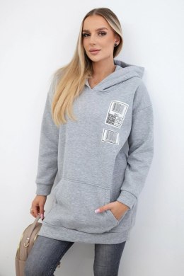 Bluza z kapturem z naszywkami szara  