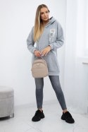 Bluza z kapturem z naszywkami szara  