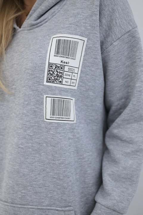 Bluza z kapturem z naszywkami szara Bluza z kapturem z naszywkami szara