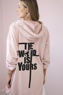 Bluza z nadrukiem "The world is yours" ciemny pudrowy róż  