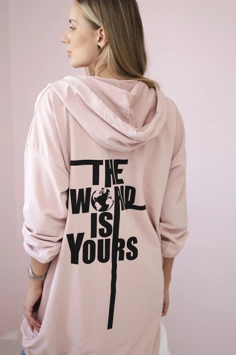 Bluza z nadrukiem "The world is yours" ciemny pudrowy róż Bluza z nadrukiem "The world is yours" ciemny pudrowy róż