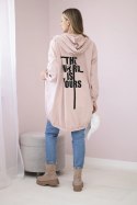 Bluza z nadrukiem "The world is yours" ciemny pudrowy róż  