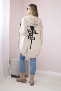 Bluza z nadrukiem "The world is yours" jasny beżowy  