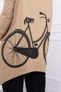 Bluza z nadrukiem roweru camelowa  