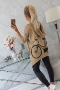 Bluza z nadrukiem roweru camelowa  