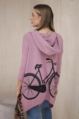 Bluza z nadrukiem roweru ciemny różowy  