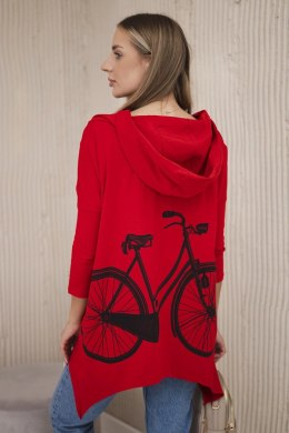 Bluza z nadrukiem roweru czerwona  