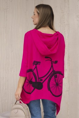 Bluza z nadrukiem roweru fuksja  