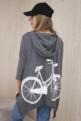 Bluza z nadrukiem roweru grafitowy melanż  