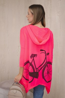 Bluza z nadrukiem roweru różowy neon  