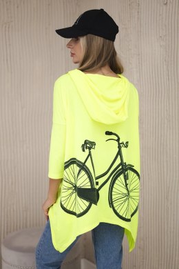 Bluza z nadrukiem roweru żółty neon  