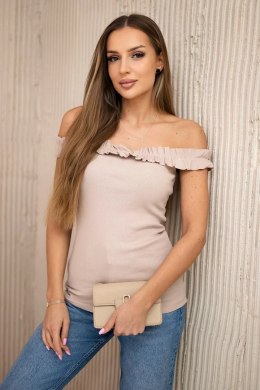 Bluzka hiszpanka z falbankami beżowa  