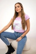 Bluzka z nadrukiem ust fioletowa  