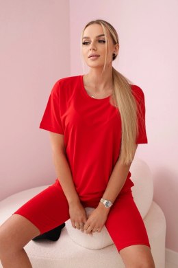 Komplet top+legginsy czerwony  