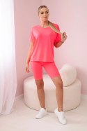 Komplet top+legginsy różowy neon  