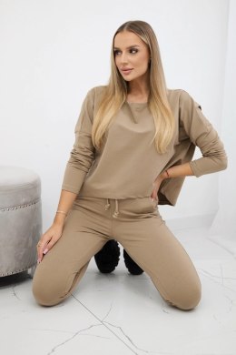 Komplet z bluzką oversize camelowy  