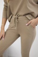 Komplet z bluzką oversize camelowy  