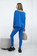 Komplet z bluzką oversize chabrowy  
