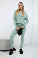 Komplet z bluzką oversize ciemny miętowy  