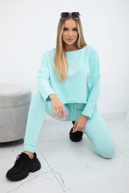 Komplet z bluzką oversize miętowy  