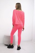 Komplet z bluzką oversize różowy neon  