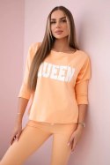Komplet z nadrukiem Queen brzoskwiniowy  