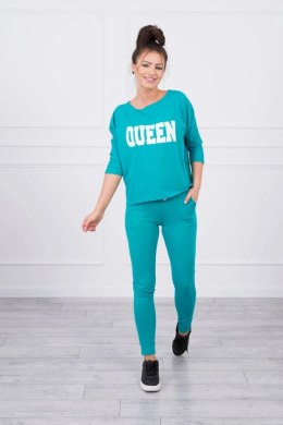 Komplet z nadrukiem Queen zielony  