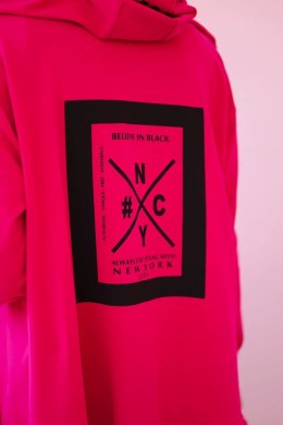 Bluza Narzutka z kapturem oversize fuksja  