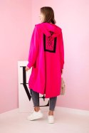 Bluza Narzutka z kapturem oversize fuksja  