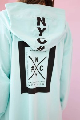 Bluza Narzutka z kapturem oversize miętowa  