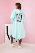 Bluza Narzutka z kapturem oversize miętowa  