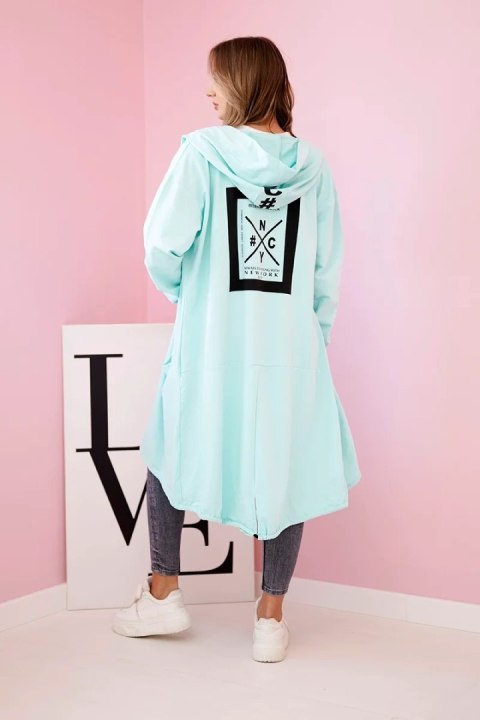 Bluza Narzutka z kapturem oversize miętowa Bluza Narzutka z kapturem oversize miętowa