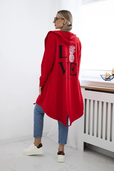 Bluza Narzutka z nadrukiem czerwona Bluza Narzutka z nadrukiem czerwona