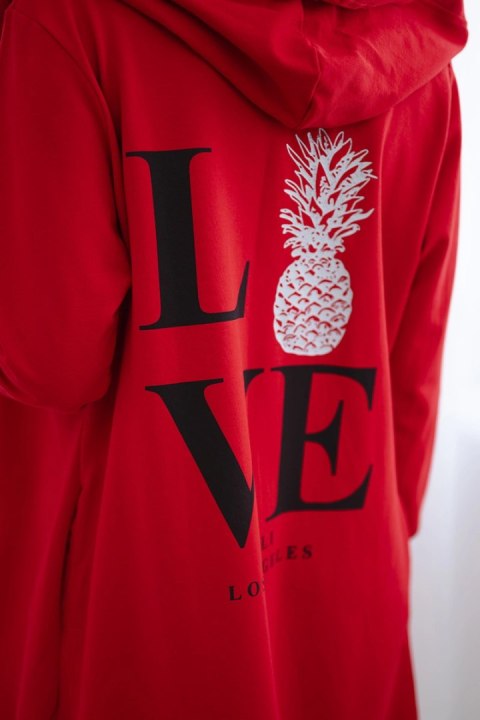 Bluza Narzutka z nadrukiem czerwona Bluza Narzutka z nadrukiem czerwona