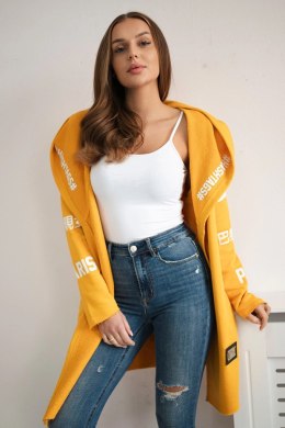 Bluza Narzutka z napisami musztardowa  