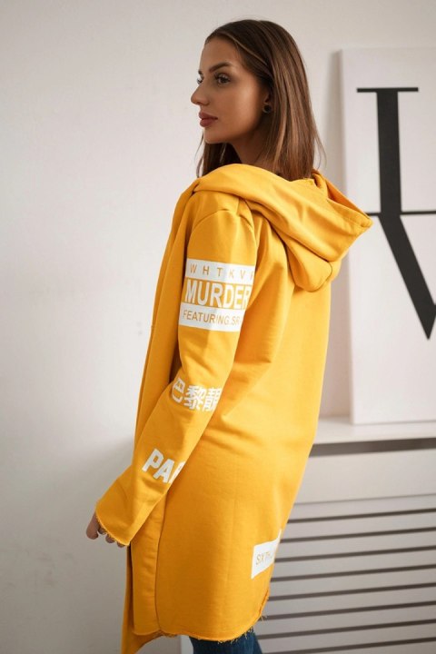 Bluza Narzutka z napisami musztardowa Bluza Narzutka z napisami musztardowa