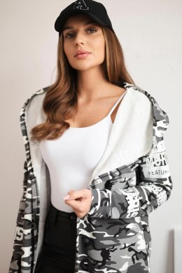 Bluza Narzutka z napisami szary+czarny  