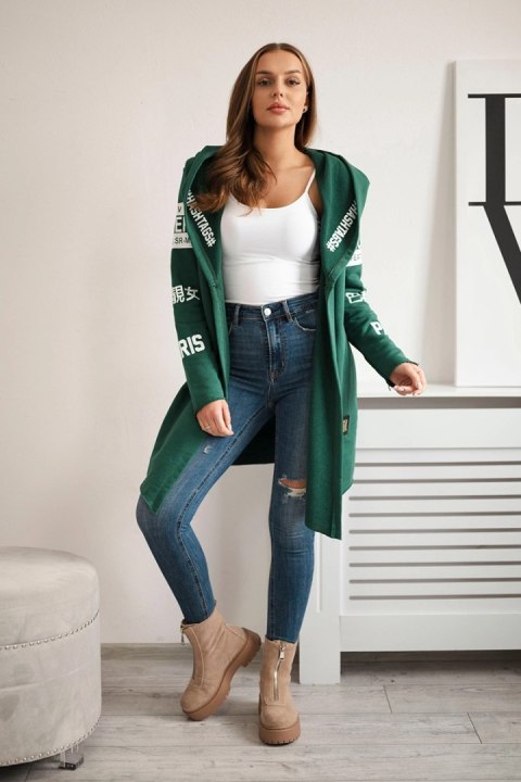 Bluza Narzutka z napisami zielona Bluza Narzutka z napisami zielona
