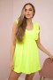 Sukienka z falbankami po bokach żółty neon  