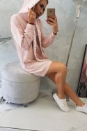 Sukienka z kapturem Oversize ciemny pudrowy róż  