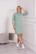 Sukienka z kapturem i kieszeniami ciemno miętowa  