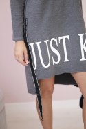 Sukienka z kapturem i nadrukiem grafitowa  