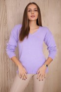 Sweter z dekoltem V fioletowy  