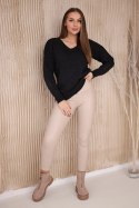 Sweter z dekoltem V grafitowy  