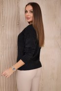 Sweter z dekoltem V grafitowy  