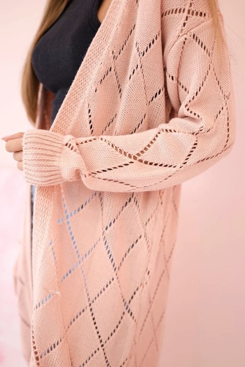 Sweter z geometrycznym wzorem pudrowy róż Sweter z geometrycznym wzorem pudrowy róż